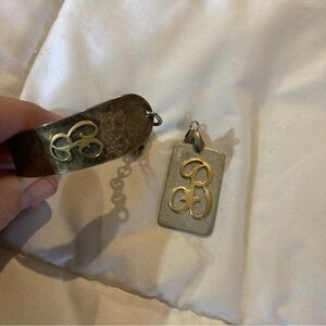 Ladies Utensil Bracelet and Necklace Charm with “B” initial on both.
